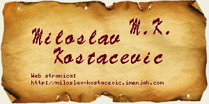 Miloslav Kostačević vizit kartica
